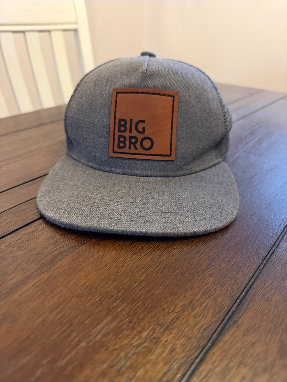 BIG BRO Kids Grey Trucker Hat with Leather Patch